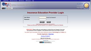 CE Provider Login - Welcome to National Association of Insurance ...
