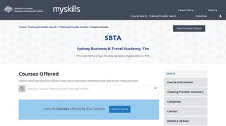 Sydney Business & Travel Academy, The - SBTA - 90412 - MySkills