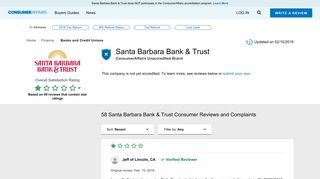 Top 56 Reviews and Complaints about Santa Barbara Bank & Trust