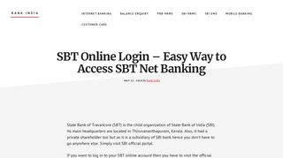 SBT Online Login Portal - An Easy Way to Access SBT Net Banking