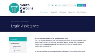 Login Assistance | South Carolina Bar