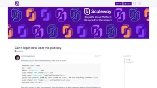 Can't login new user via pub key - Scaleway - Scaleway - Community