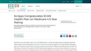 Scripps Congratulates SCAN Health Plan on Medicare 4.5-Star Rating