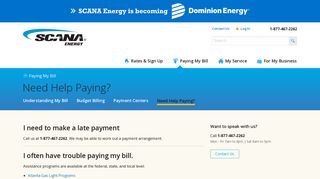Need Help Paying | Paying My Bill | SCANA Energy Natural Gas