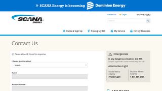 Contact Us | SCANA Energy Natural Gas