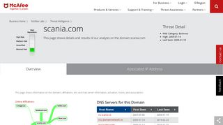 webmail.scania.com - Domain - McAfee Labs Threat Center