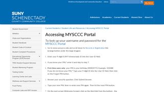 Accessing MYSCCC Portal - Schenectady County Community College