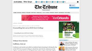 Counselling list out at SCD Govt College - The Tribune
