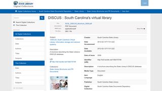 DISCUS : South Carolina's virtual library