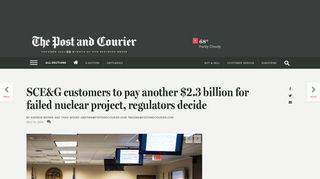 SCE&G customers to pay another $2.3 billion for failed nuclear ...