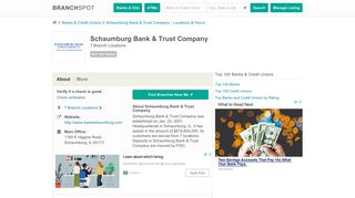 Schaumburg Bank & Trust Company - 7 Locations, Hours, Phone ...