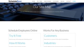 Employee Scheduling Software Site Map for ScheduleBase