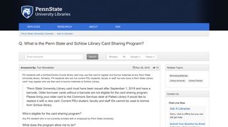 Q. What is the Penn State and Schlow Library Card Sharing Program ...
