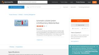 Schmidt's LOGIN GmbH LOGINventory Webinterface Specs, Pricing ...