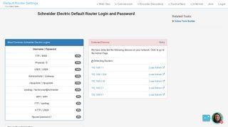 Schneider Electric Default Router Login and Password - Clean CSS