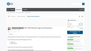 Reference Material - APC IPMI Default Login and Password ...