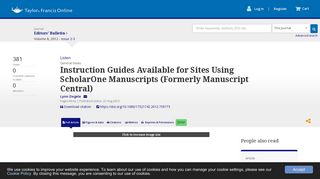 Instruction Guides Available for Sites Using ScholarOne Manuscripts ...