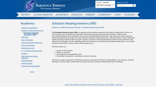 Scholastic Reading Inventory (SRI) - Saratoga Schools