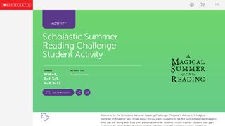 Scholastic Summer Reading Challenge Student Activity | Scholastic