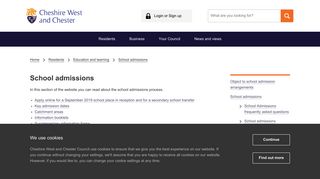 School admissions - Cheshire West and Chester Council
