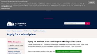 Apply for a school place - Southampton City Council
