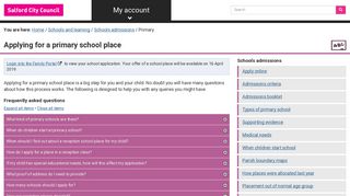 Applying for a primary school place • Salford City Council