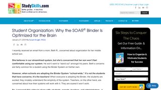 Student Organization: Why the SOAR ® Binder Is Optimized for the Brain