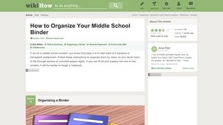 How to Organize Your Middle School Binder - wikiHow