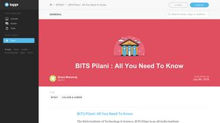 BITS Pilani, Pilani Campus - Admission, Fees, Cutoff and more - Toppr