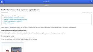 For Teachers: How do I help my student log into Clever? – Help Center