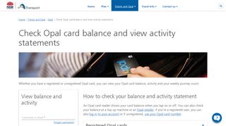 Check Opal card balance and view activity statements | transportnsw.info