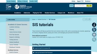 SIS tutorials | TCC -