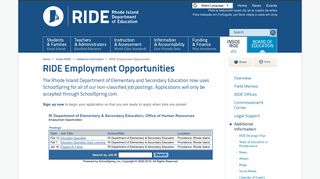RIDE Employment Opportunities - Rhode Island Department of ...