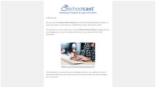 SchoolCast User Dashboard & Login Information Email Template.html