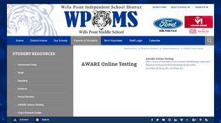 Student Resources / AWARE Online Testing - Wills Point ISD