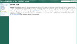 San Juan Portal - Technology Guide for San Juan High School
