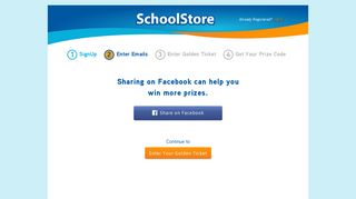 Sharing on Facebook can help you win more prizes. - SchoolStore.net