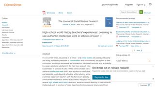 High school world history teachers' experiences: Learning to use ...