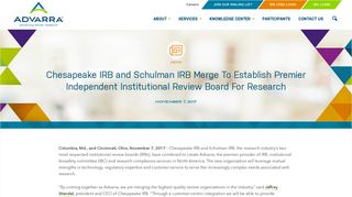 Chesapeake IRB and Schulman IRB Merge To Establish Premier ...