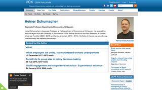 Heiner Schumacher | VOX, CEPR Policy Portal - VoxEU