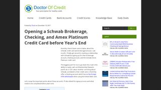 Opening a Schwab Brokerage, Checking, and Amex Platinum Credit ...