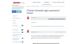 Charles Schwab login password issues | Quicken Customer Community ...