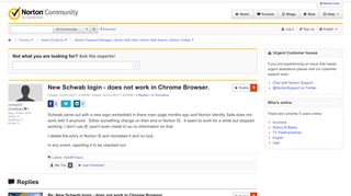 New Schwab login - does not work in Chrome Browser. | Norton Community