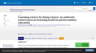 Learning science by doing science: an authentic science process ...