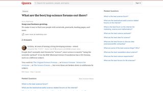 What are the best/top science forums out there? - Quora