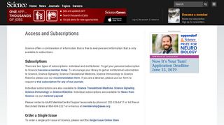 Access and Subscriptions | Science | AAAS