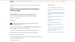 How to access ScienceDirect research papers without paying - Quora