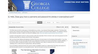 Hello, Does gcsu have a username and password for articles in ...