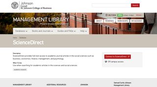 ScienceDirect | Management Library | Cornell University
