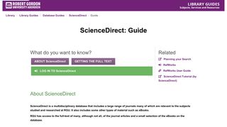 Guide - ScienceDirect - Library Guides at Robert Gordon University